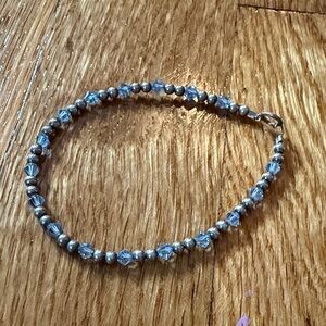 Elegant Blue and Silver Beaded Bracelet